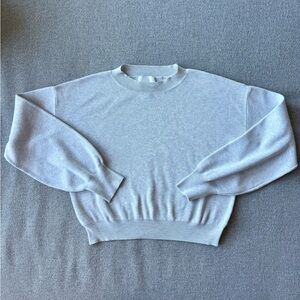 Pink Rose Light Gray Cropped Crewneck Women's Sweater